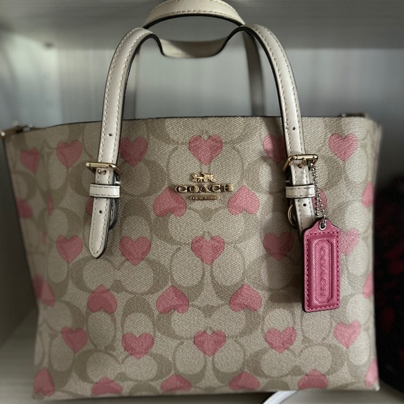 Coach Mollie Tote 25 w/Pink Hearts Valentines Collection - Picture 1 of 9